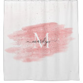 Eigener Monogram Name Girush Blink Pink Glitzer Duschvorhang (Vorderseite)
