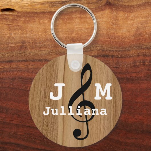 eigener Musiktreppenschnitt auf Holz Schlüsselanhänger (Vorderseite)