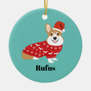 Eigener Name des Begleiters Corgi Weihnachtsschmuc Keramik Ornament