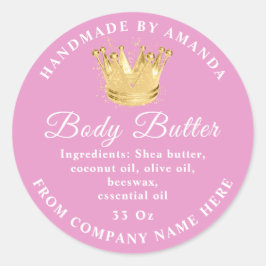 Eigener Name des Logos Body Butter Scrub Gold Pink Runder Aufkleber
