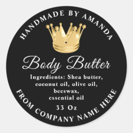 Eigener Name des Logos Body Butter Scrub Gold Schw Runder Aufkleber