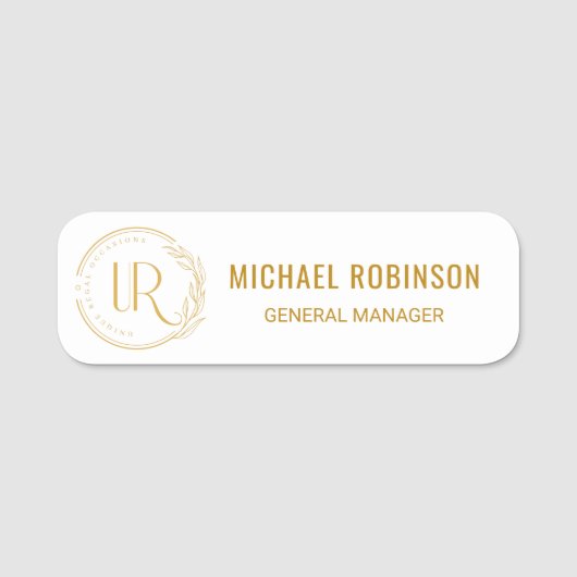 Eigener Name Gold Script Logo Magnetic Namensschild (Vorderseite)