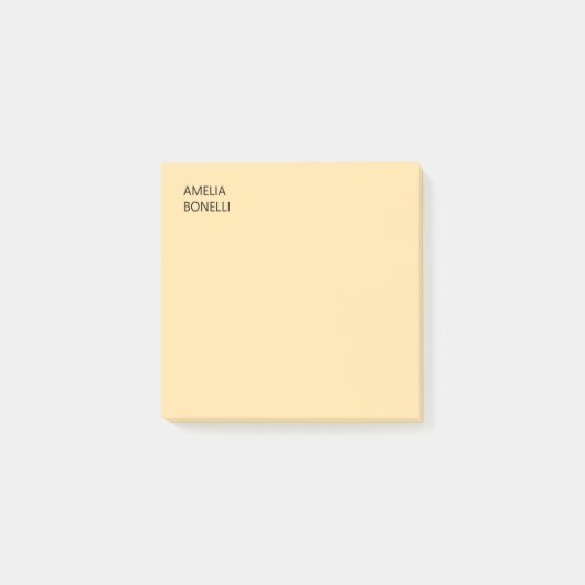 Eigener Name Modern Minimal Professionell Beige Post-it Klebezettel (Vorderseite)