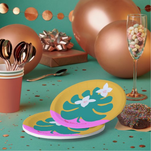 Eigener Palmenname Geburtstag moderne Papiertafel  Pappteller (Multi)