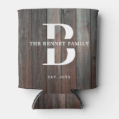 Eigener rustikaler Familienname Monogram Wood Dosenkühler (Vorderseite)