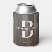 Eigener rustikaler Familienname Monogram Wood Dosenkühler (Kanne Rückseite)
