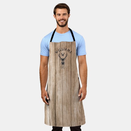 Eigener Rustikaler Monogramm Familienname Holzbüge Schürze (Getragen)