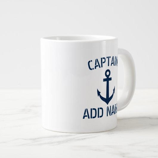 Eigener Schiffsname & Anker große Jumbo-Tasse (Vorderseite Rechts)