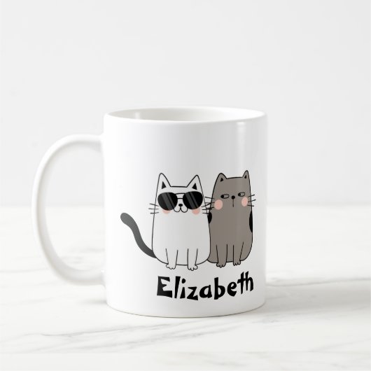 Eigener Spaß "Meine Kindersäule" Schwarz-Weiß Katz Kaffeetasse (Links)