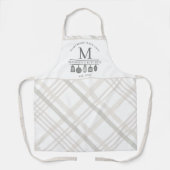 Eigener Text | Beige White Buffalo Kariert Monogra Schürze (Vorderseite)