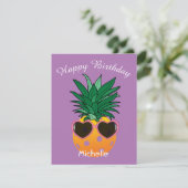 Eigener Text / Farbe Ananas Geburtstag von Pickleb Karte (Stehend Vorderseite)