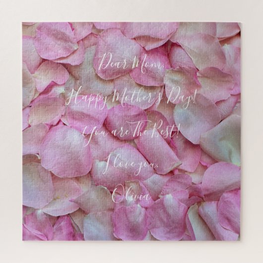 Eigener Text glücklich Muttertag Rosa Rose Romanti Puzzle (Vertikal)