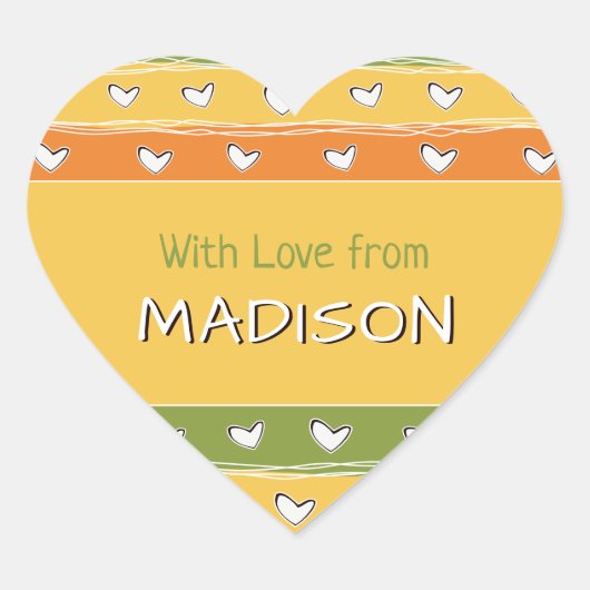 Eigener Text Heart Doodles Aufkleber (Vorderseite)