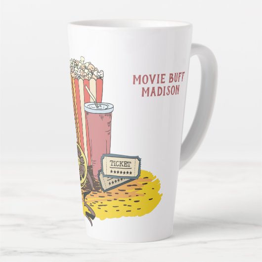 Eigener Text Movie Buff Milchtasse (Rechte Ecke)