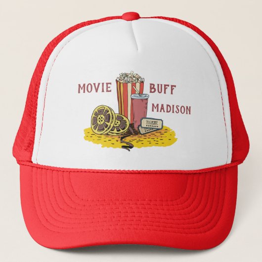 Eigener Text Movie Buff Truckerkappe (Vorderseite)