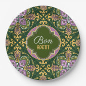 Eigener Text Olive and lavender Azulejos Pappteller (Vorderseite)