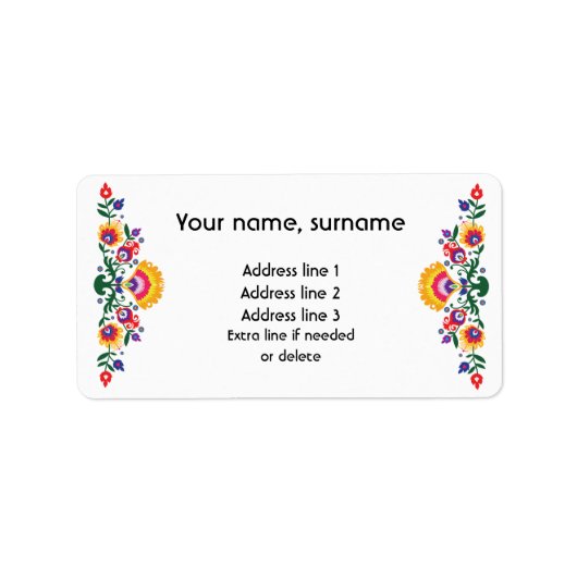 Eigener Text Polnischer Folklore Wycinanki Adressaufkleber (Vorne)