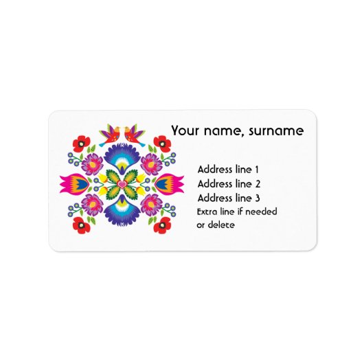 Eigener Text Polnischer Folklore Wycinanki Adressaufkleber (Vorne)