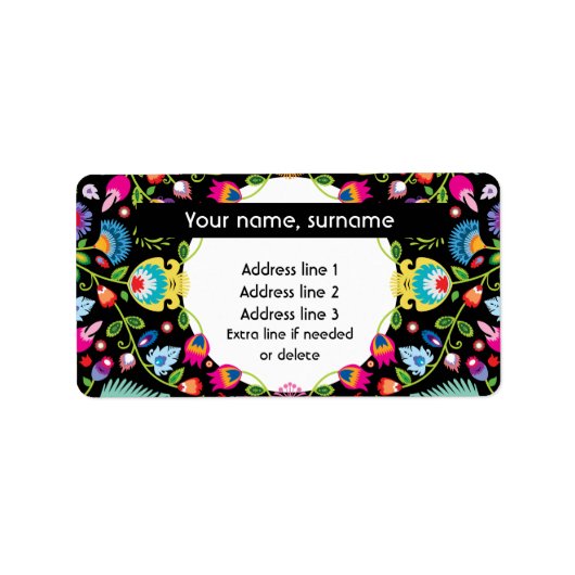 Eigener Text Polnisches Folklore-Wycinanki-Label Adressaufkleber (Vorne)