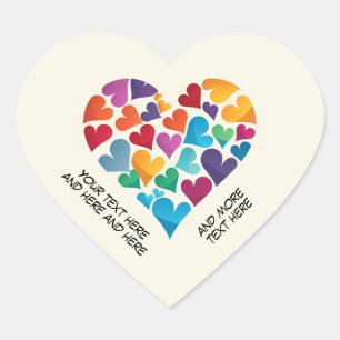 Eigener Text, Regenbogen, Benutzerdefinierter herz Herz-Aufkleber