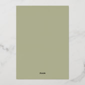 Eigener Text | Rustikales Elegantes Grün Folieneinladung (Rückseite)