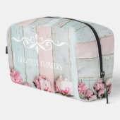 Eigener Text Rustikales pastellfarbenes Holz Rosa  Waschbeutel (Rechte Ecke)