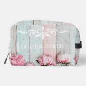 Eigener Text Rustikales pastellfarbenes Holz Rosa  Waschbeutel (Rückseite)