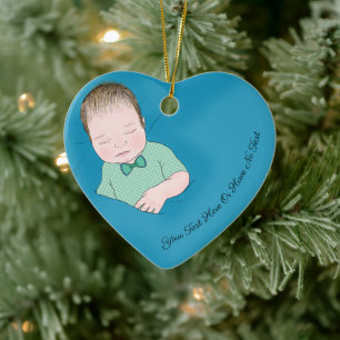 Eigener Text   Schlafsäugling Baby Boy Liebe Blue  Keramik Ornament