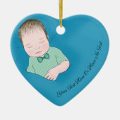 Eigener Text | Schlafsäugling Baby Boy Liebe Blue  Keramik Ornament (Vorne)