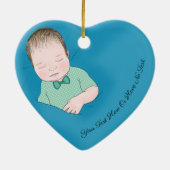 Eigener Text | Schlafsäugling Baby Boy Liebe Blue  Keramik Ornament (Hinten)