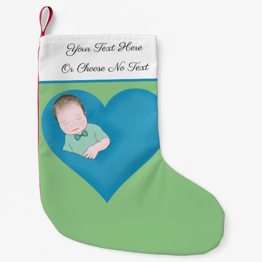 Eigener Text | Schlafsäugling Baby Boy Liebe Blue  Kleiner Weihnachtsstrumpf (Vorderseite)