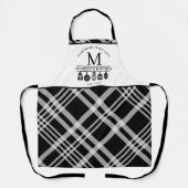 Eigener Text | Schwarz-weißes Buffalo Kariert Mono Schürze (Vorderseite)