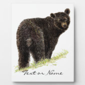 Eigener Text Schwarzer Bär Tierart Fotoplatte (Vorderseite)