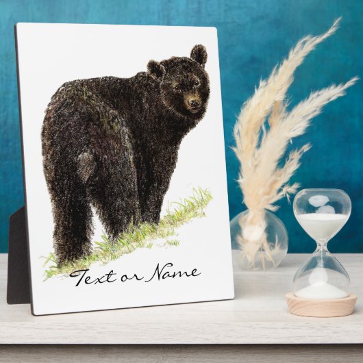 Eigener Text Schwarzer Bär Tierart Fotoplatte (Seite)