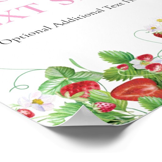 Eigener Text | Strawberry Berry Sweet Baby Dusche Poster (Ecke)