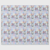 Eigener Text Wasserfarbe Osterhasen Geschenkpapier (Flach)