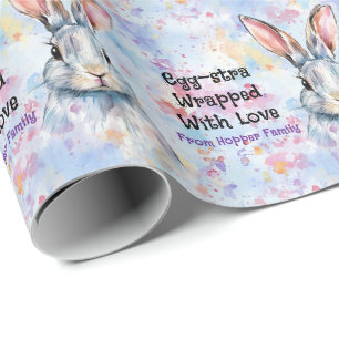 Eigener Text Wasserfarbe Osterhasen Geschenkpapier