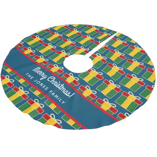 Eigener Weihnachtsbaumrock mit Geschenkboxen Polyester Weihnachtsbaumdecke (Schrägansicht)