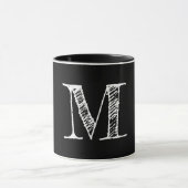 Eigener weißer Chalkboard Monogram Black Tee Kaffe Tasse (Zentrum)