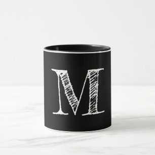Eigener weißer Chalkboard Monogram Black Tee Kaffe Tasse