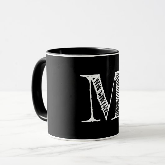Eigener weißer Chalkboard Monogram Black Tee Kaffe Tasse (Vorderseite Links)