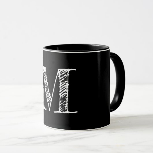 Eigener weißer Chalkboard Monogram Black Tee Kaffe Tasse (VorderseiteRechts)