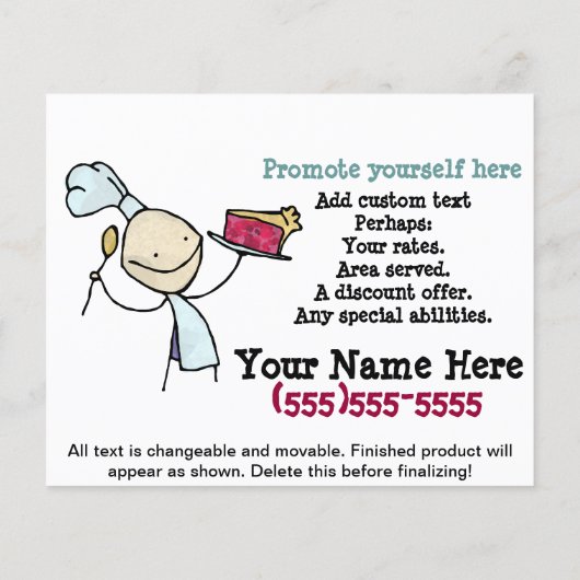 Eigenes Backen. Kuchendekoration. Flyer der Werbun (Hinten)