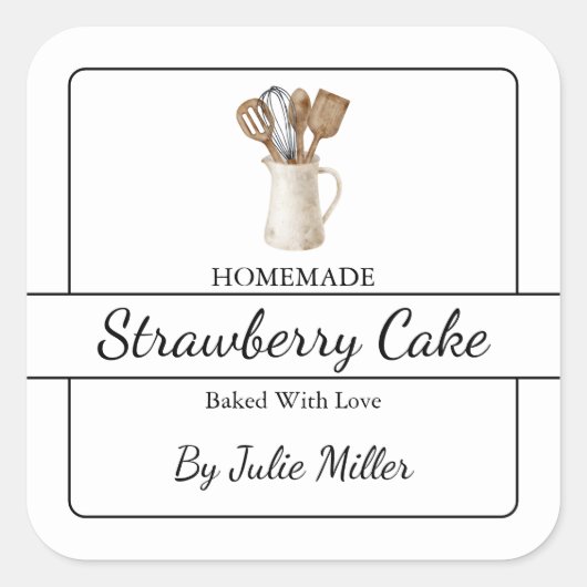 Eigenes Backkochplatzlabel Quadratischer Aufkleber (Vorderseite)