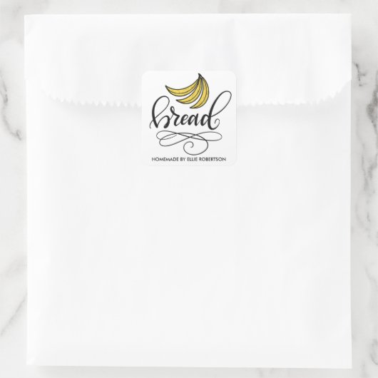 Eigenes Bananenbrot, handschriftlich Quadratischer Aufkleber (Tasche)