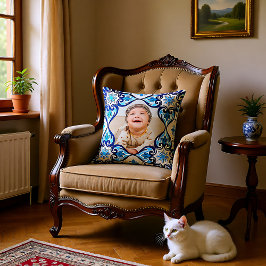 Eigenes Bild, blau-weiß Azulejos Kissen