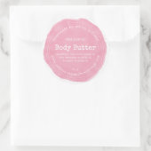 Eigenes Body Butter Pink Bio Business-Label Runder Aufkleber (Tasche)