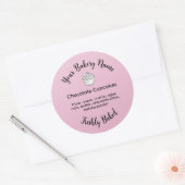 Eigenes Cake-Business-Logo Bake Label Rosa Runder Aufkleber (Umschlag)