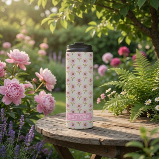 Eigenes Folklorekreuz Blumenmuster Thermosbecher