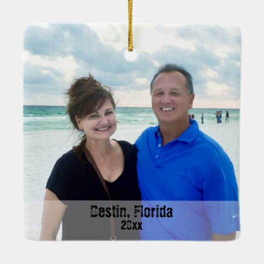 Eigenes Foto Destin Beach Umbrells Keramikornament (Rückseite)